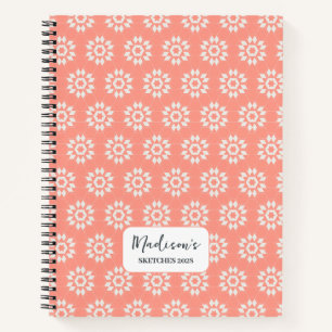 Carnet Flore géométrique en été Soleil rose Personnalisé
