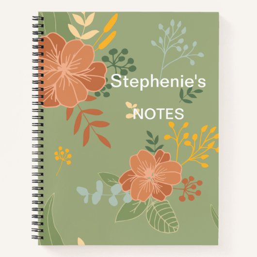 Carnet Flore jaune orange personnalisée (Devant)