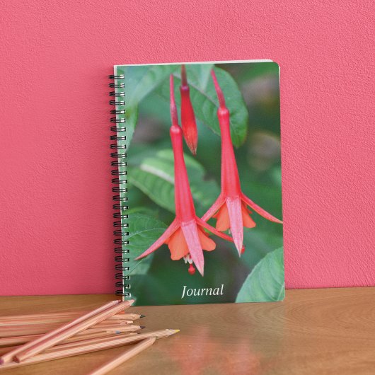 Carnet Flore mince rouge Fuchsia