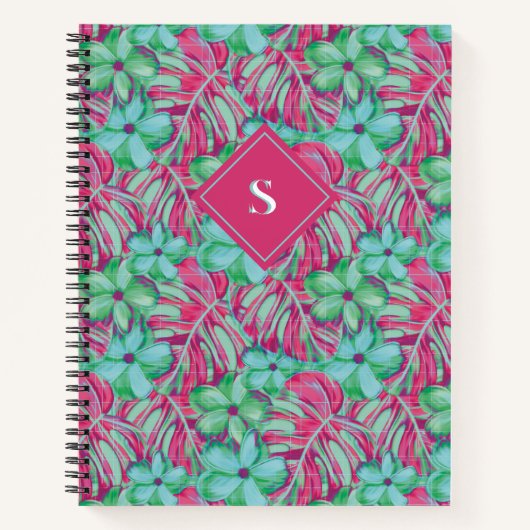 Carnet Flore rose pâle et verte rétro (Devant)