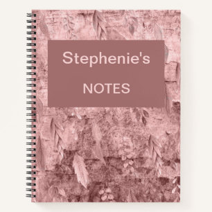 Carnet Flore rose personnalisée