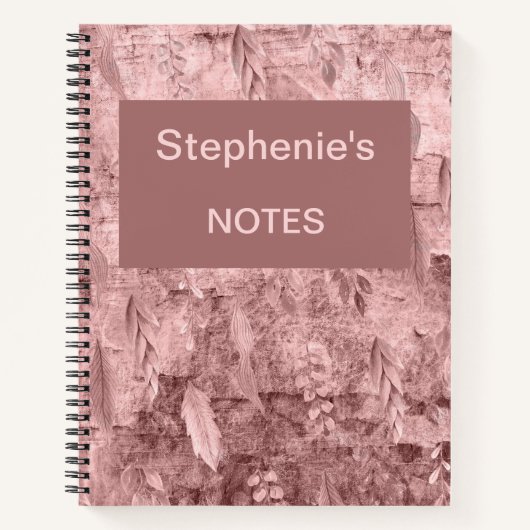 Carnet Flore rose personnalisée (Devant)