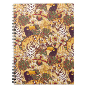 Carnet Flore tropicale avec tigre