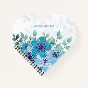 Carnet Flore Turquoise personnalisée