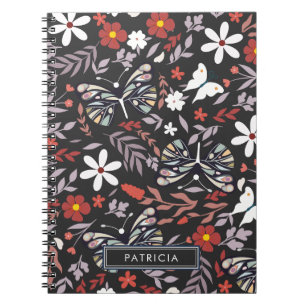 Carnet Flore Whimsical et papillons Personnalisé