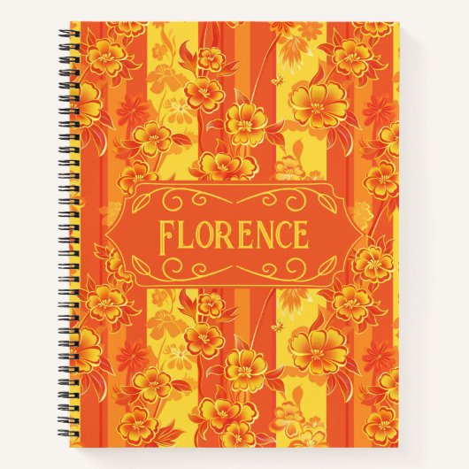 Carnet Florence Jaune et Orange Floral Deluxe (Devant)