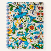 CARNET FLORENTINE RENAISSANCE BLEU FLORAL SWIRLS, FLEURS (Devant)