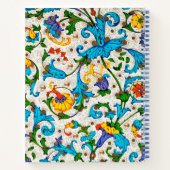 CARNET FLORENTINE RENAISSANCE BLEU FLORAL SWIRLS, FLEURS (Dos)