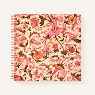 CARNET FLORENTINE RENAISSANCE ROSE FLORALE SWIRLS, FLEURS