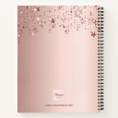 Carnet flores bordeaux or rose monogramme étoiles chic (Dos)