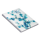 Carnet Flores d'aquarelles bleues | Monogramme (Côté Droit)