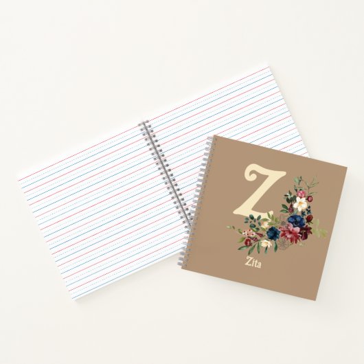 Carnet Flores rustiques Monogramme initial personnalisé (Intérieur)