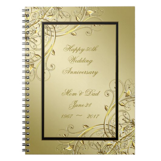 Carnet Florish Gold Black 50e anniversaire Mariage (Devant)