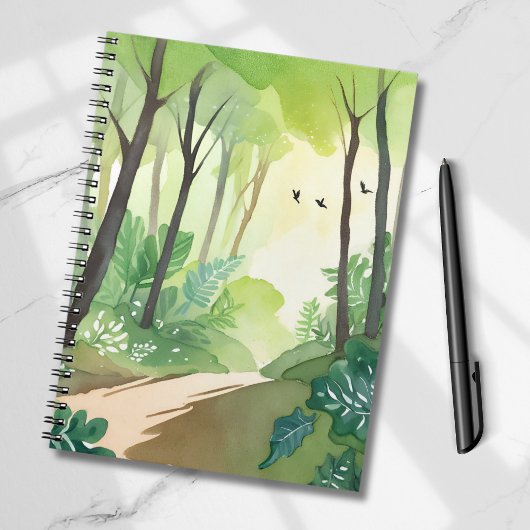 Carnet Flourishing Green Forest | Nature Watercolor