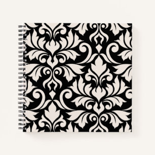 Carnet Flourissant Damask Art I Cream sur Black