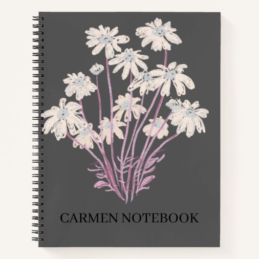 Carnet Flower Art Drawing Personalize Spiral Notebook (Devant)
