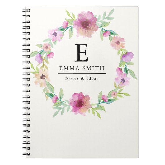 Carnet Flower Bouquet monogram Personalized Notebook (Devant)