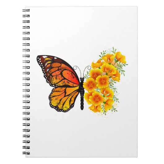 Carnet Flower Butterfly with Yellow California Poppy (Devant)