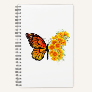 Carnet Flower Butterfly with Yellow California Poppy