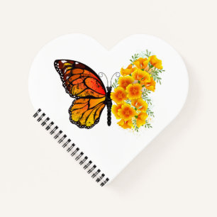 Carnet Flower Butterfly with Yellow California Poppy