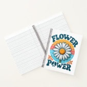 Carnet Flower Power bleu nom personnalisable (Intérieur)