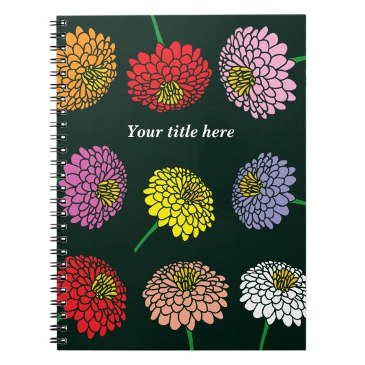 Carnet Fluffy Zinnias découpé conception d'impression de (Devant)