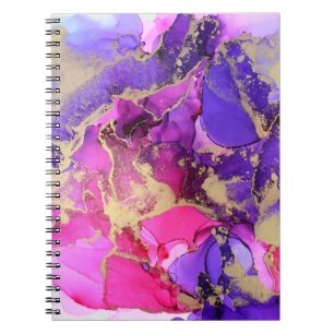 Carnet Flux D'Encre D'Or Rose De Luxe. Calques liquides d