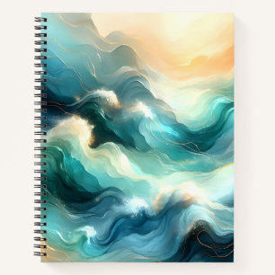 Carnet Flux d'océan doré Vagues abstraites