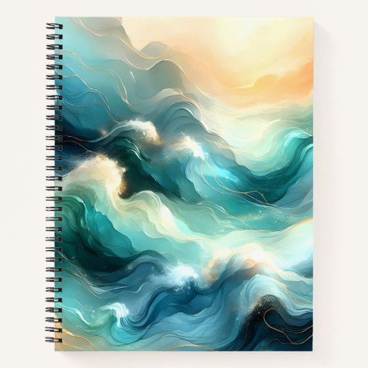 Carnet Flux d'océan doré Vagues abstraites (Devant)