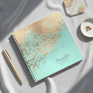 Carnet Foil Abstrait Or Turquoise ID775