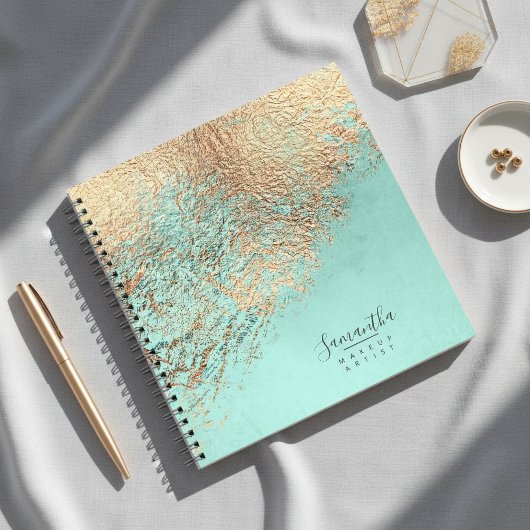 Carnet Foil Abstrait Or Turquoise ID775