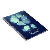 Carnet Foil Torquoise Floral Navy Blue Script Monogramme (Côté Droit)