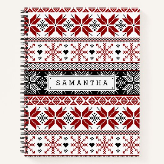 Carnet Foire d'hiver rouge et noir Motif de l'île (Devant)