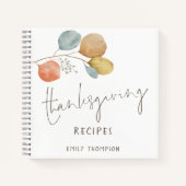 Carnet Foliage tendance Nom Thanksgiving Recettes (Devant)