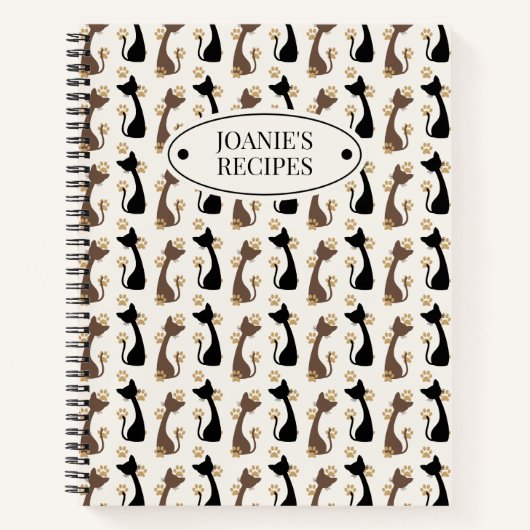 Carnet Folk Art Cat Pattern | Farmhouse Kitchen Recipe (Devant)