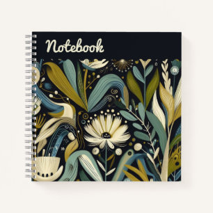Carnet Folk Art Floral & Bird Turquoises Fleurs sauvages
