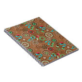 Carnet Folk ethnique abstrait motif floral brun rétro (Côté Droit)