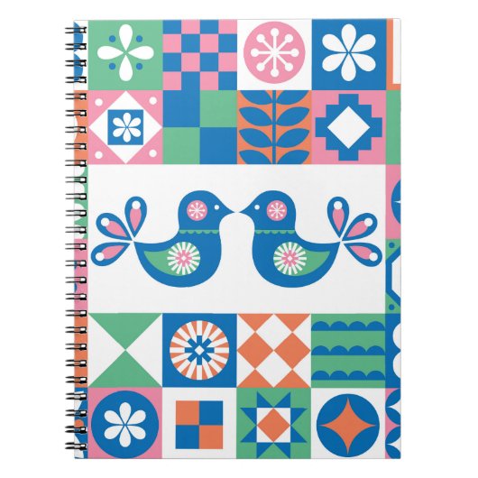 Carnet Folklore Floral Card : Design scandinave. (Devant)