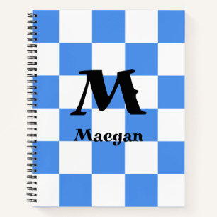 Carnet Fond à motif carreaux bleus