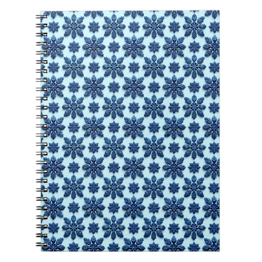 Carnet Fond à motif flocon de neige bleu (Devant)