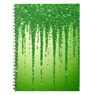 Carnet Fond goutte à goutte de paillettes vertes avec sci