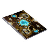 Carnet Fond rouillé Steampunk avec verres turquoise (Côté Droit)