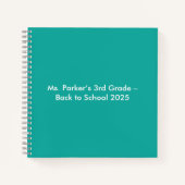 Carnet Fond uni sarcelle – Texture de rentrée scolaire (Devant)