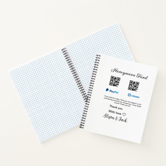 Carnet Fonds de lune de miel venomo paypal don Q R couple (Intérieur)