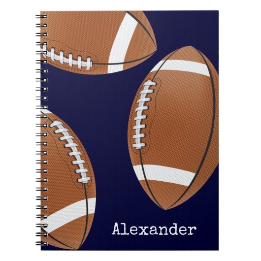 Carnet Football avec nom monogrammé  Bleu marine (Devant)