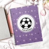 Carnet Football de soccer rose violet personnalisé Nom de