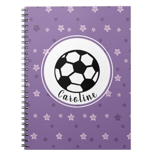 Carnet Football de soccer rose violet personnalisé Nom de (Devant)