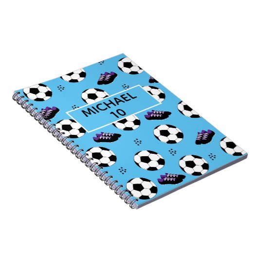 Carnet Football personnalisé nom et numéro bleu (Côté Droit)