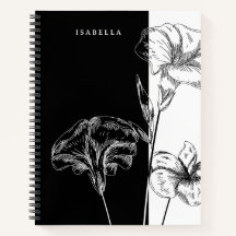 Foral moderne noir et blanc Personnalisé