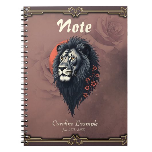 Carnet Force et délicatesse unies, un lion noir (Devant)